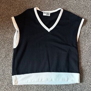 BUCKETLIST Black and White V-Neck Top